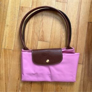 Pretty pink Longchamp le pliage bag shoulder tote